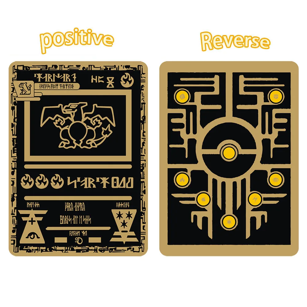 Pokemon black gold Game Cards Pikachu Anime Battle Metal Card Game Collection Cards for Kids Christmas Gift 3 Pokemon black gold Game Cards Pikachu Anime Battle Metal Card Game Collection Cards for Kids Christmas Gift 3