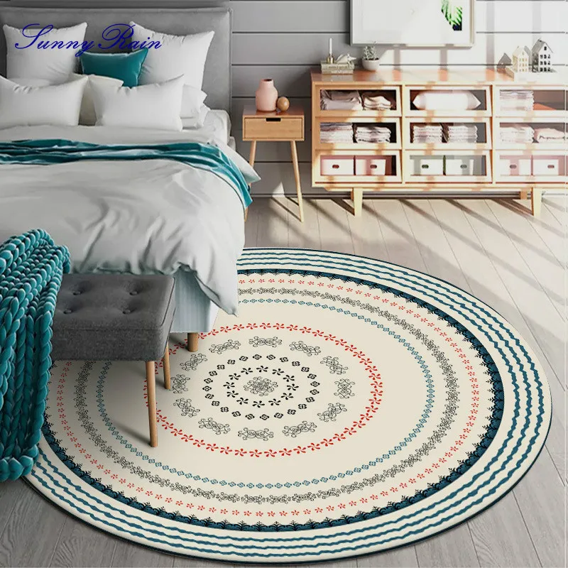 SunnyRain 1-piece Morden Round Rugs for Living Room Area Rug Bedroom Slipping Resistance | Дом и сад