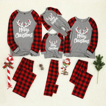 

Christmas Family Matching Christmas Pajamas Set Women Men Family Plaid Print Pyjamas Unisex Photography Clothes Set #T1G