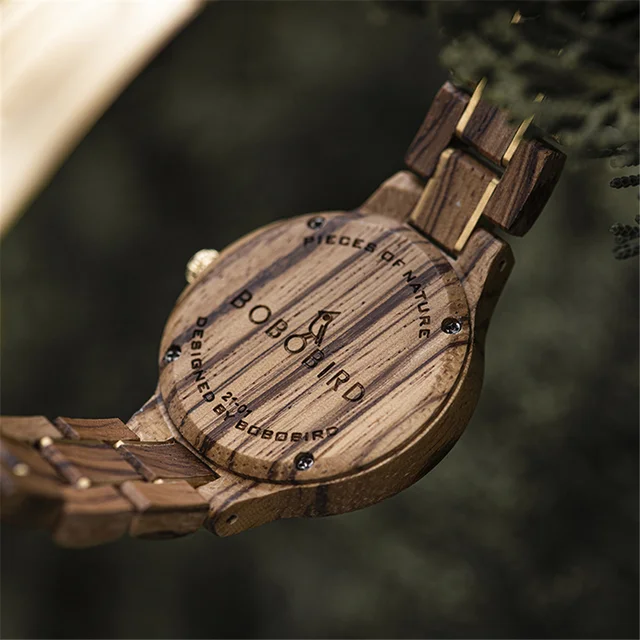 Women Wristwatch BOBO BIRD Handmade Wooden Watch Timepiece Clock relogio feminino Anniversary Wife Gift with Wood Box 5