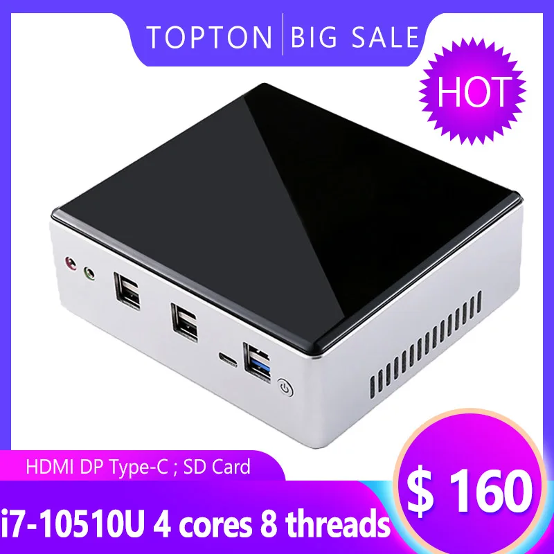 Mini Pc más barata Intel i7 10510U / 8550U 4 núcleos 8 hilos 2 * DDR4 Max 64GB computadora de juegos ganar 10 de tipo profesional-C SD DP HDMI Nuc Pc