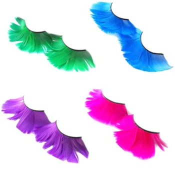 

1Pair Halloween Style Natural White Feather False Eyelashes Eyelash Extension Pestanas Postizas Set for Eyelashes