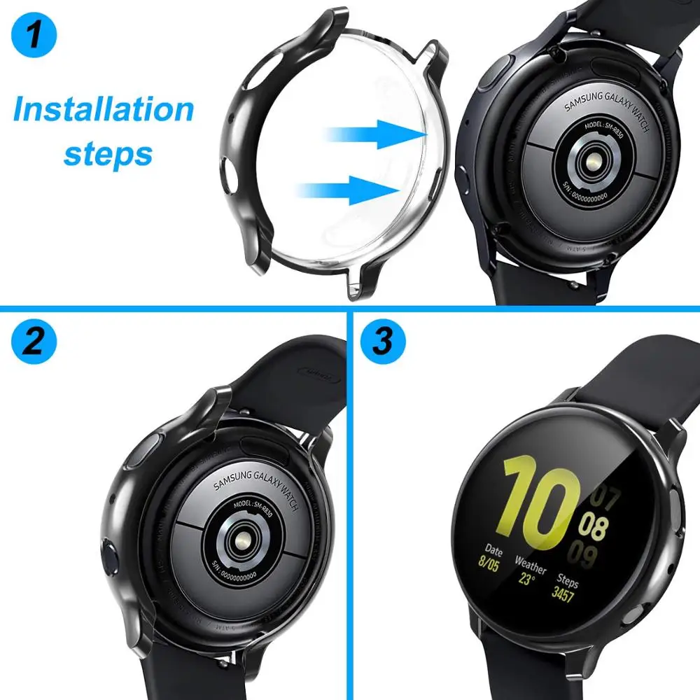 Стекло + чехол для Samsung Galaxy watch active2 44/40 мм Универсальный бампер защита экрана active 2