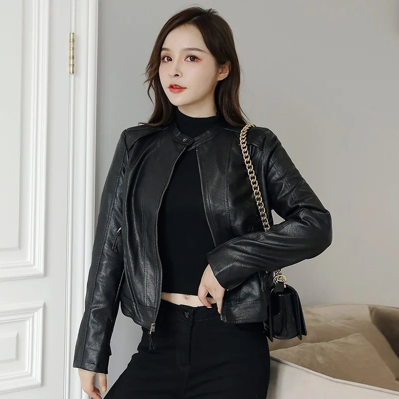 Clothing 2019 Suit-dress Autumn Leather Clothing Loose Coat Woman Small Jacket