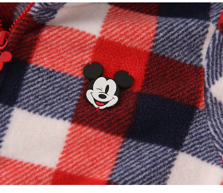 Disney/вязаное бархатное пальто с капюшоном для маленьких мальчиков Новинка года, платье с Микки Маусом куртка для мальчиков детские пальто детские толстовки клетчатый анорак