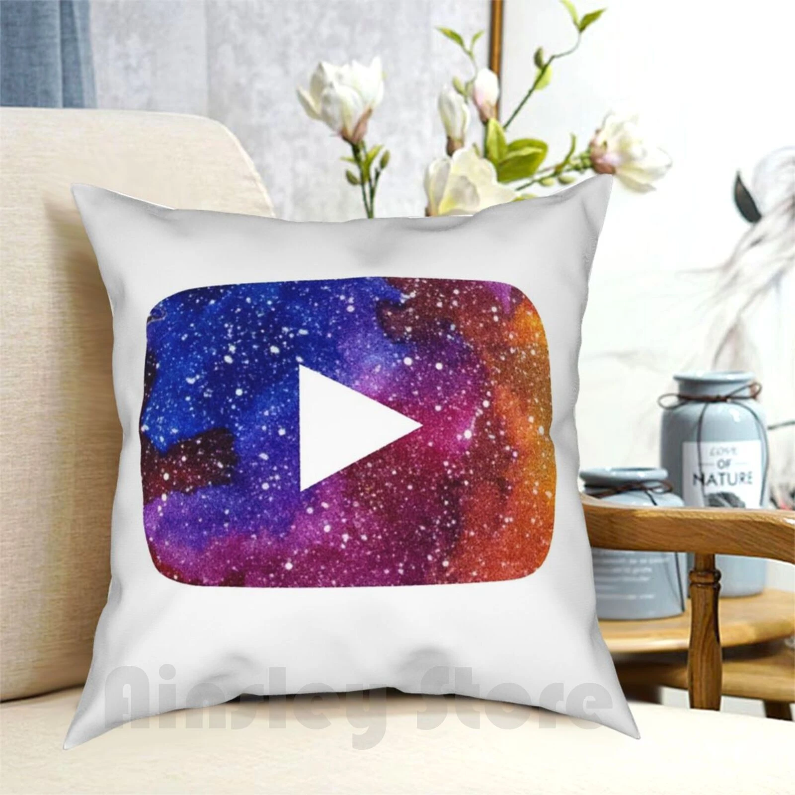 Youtube Play Button Space 2 Pillow Case Printed Home Soft Throw Pillow Youtube You Tube Logo Galaxy Stars Purple Black Pillow Case Aliexpress
