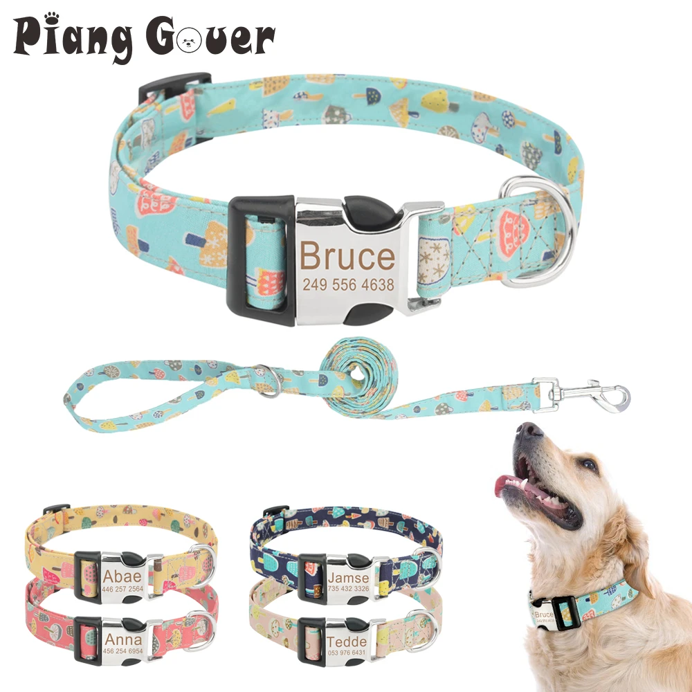 Collar personalizado para perro con correas mascotas, bonito nombre de identificación de dibujos animados, perros pequeños, medianos grandes, encantador, para mascotas, un conjunto de perro que camina| Collares| - AliExpress
