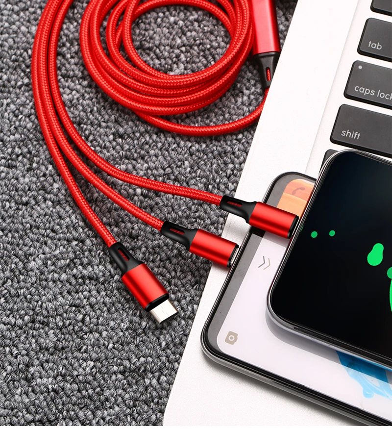 3 в 1, зарядный usb-кабель для мобильного телефона, Micro usb type-C, кабель для передачи данных для samsung, huawei, нейлоновый плетеный шнур зарядного устройства для iPhone Xs