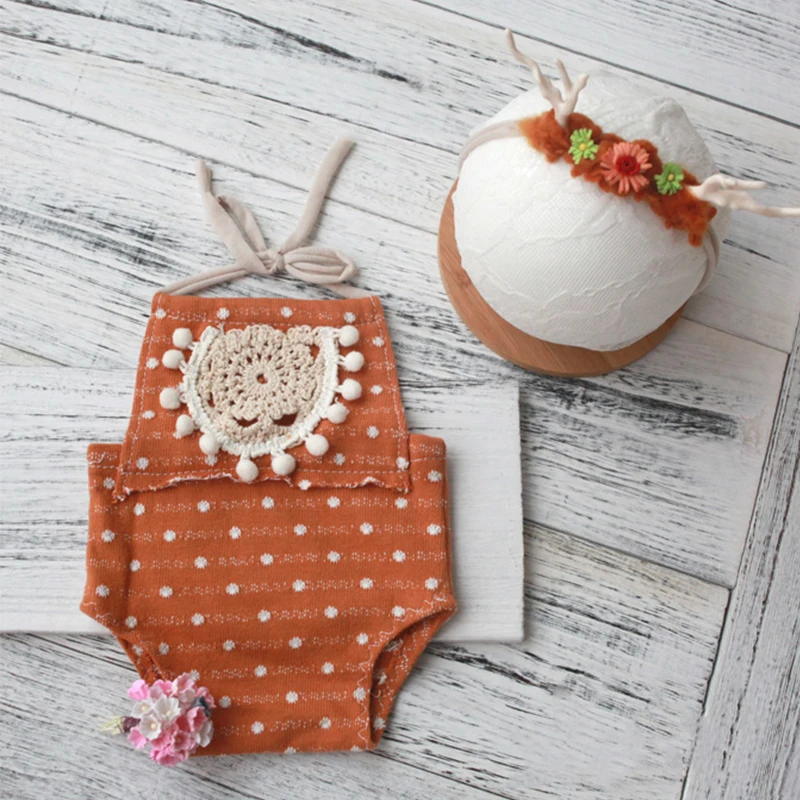 0-15day Newborn Photography Props headband Baby Boy Girl Romper  Bodysuits Outfit Baby Studio Shooting Props cute deer Clothing