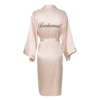 

Lady Bath Gown Home Wear Exquisite Embroidery Women Kimono Gown Casual Soft Satin Bride Bridesmaid Wedding Robe Sleepwear