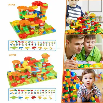 

2020 Newest 165pcs DIY Construction Crazy Marble Race Run Maze Track Building Blocks Set Slide Block Kids Blocks Toys