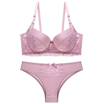 

Lace Bras Briefs Set Sexy Plus Size Bra For Women Lingerie Set Push Up Brassiere B C Cup Underwire Bralette Female Underwear