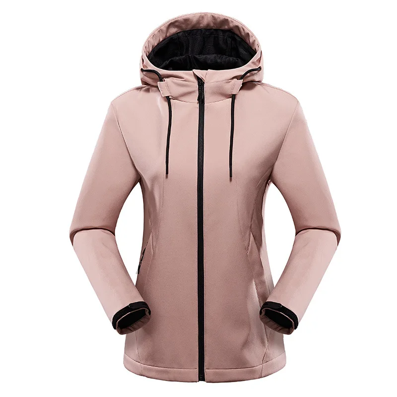 women pink Уличная флисовая мягкая куртка осень зима для мужчин и женщин ветрозащитная Водонепроницаемая теплая куртка с капюшоном Пара Кемпинг Туризм ветровка - Цвет: women pink