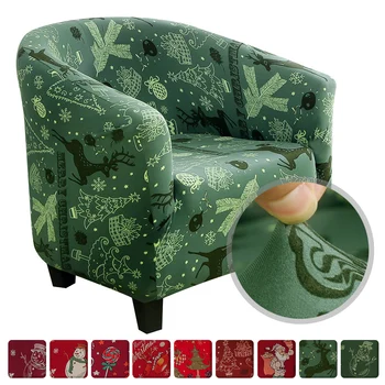 

Christmas Santa Stretch Slipcovers Elastic Coffee Tub Sofa Armchair Seat Cover Protector Furniture for Living Room Couch Cover^1