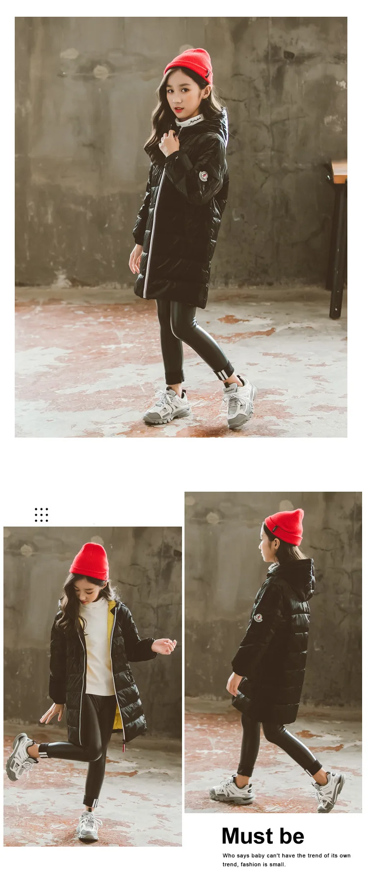 Girls' Down Jacket New Fashion Style Children's Mid Long Thick Coat In Autumn and Winter Girl Winter Jacket