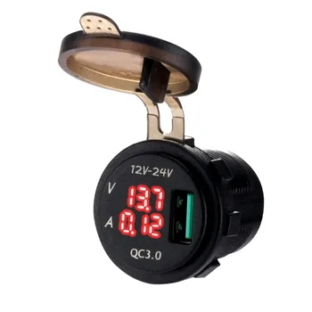 

Portable Waterproof Car Charger 5V 3A QC3.0 USB Fast Charging Adapter With LED Digital Display Universal For Car Boat