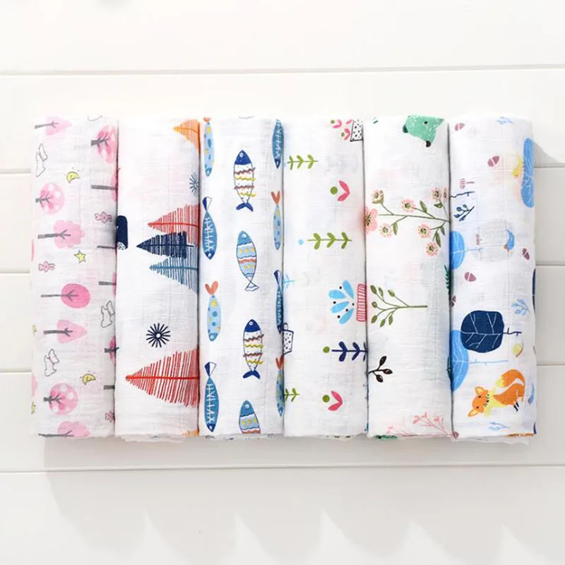 Хлопковые муслиновые пеленки для новорожденных, одеяла для младенцев, оба полотенца, красочные одеяла для младенцев