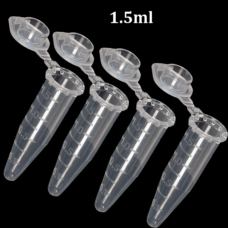 1000PCS 0.2ml/0.5ml/1.5ml Clear Micro Plastic Test Tube Centrifuge Vial Snap Cap Laboratory centrifuge tube