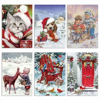 

Christmas 5D Diy Diamond Painting Cat Full Drill Square Diamond Embroidery Dog Winter Decor Home Picture Of Rhinestone 2Rp021