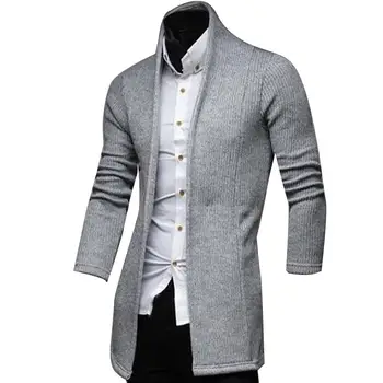 

Jacket Men Solid Color Trench Jacket Cardigan Long Sleeve Jacket Coat Casual Slim Cotton knitting Long Sleeve Top Jacket