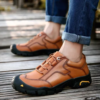 

men genuine leather outdoor sport walking shoes cross-border waterproof trekking shoes walking shoes sneakers