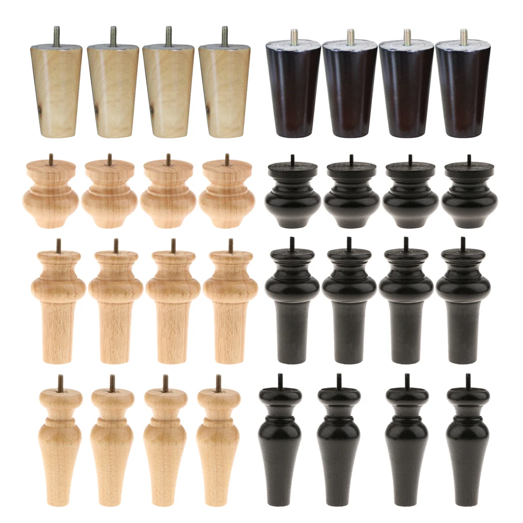 4pcs Wooden Sofa Legs Furniture Feet for Bed Table Chair Cabinet Couch Lounge Replacement Legs