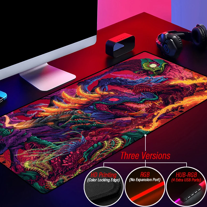 Glowing Super Monster Beast Mouse Pad RGB Anime Rug HUB Accessories Gaming Custom 4Port USB
