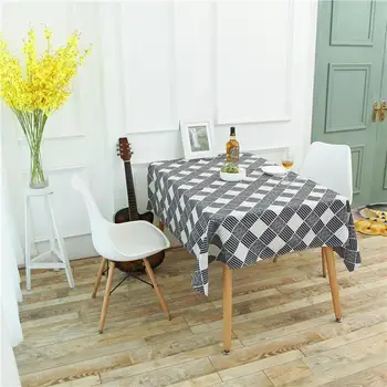 

Cotton Elegant Table Cover Rectangle Plaid Blue Table Cloth Printed Tablecloth Home Protection Decoration Home Textile Mantel