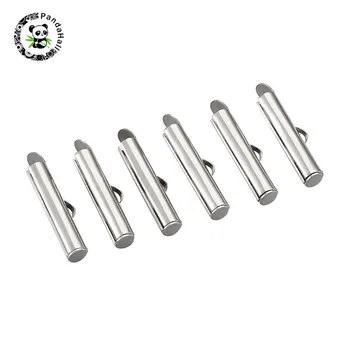 

pandahall 50 pcs Iron Slide On End Clasp Tubes Slider End Caps for Jewelry Findings Necklace Making 20x4mm 3.2mm Inner Diameter