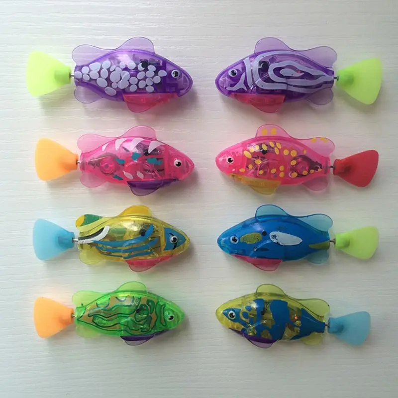8 шт. интерактивный робот для плавания милый клоун Рыба красочный Кот игрушка с светодиодный светильник вода активированная Рыба игра игрушка для домашних животных