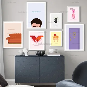 Marco de cartel nórdico con ilustración de Friends, cuadro sobre lienzo para pared con diseño de gato oloroso para puerta de serie de Tv, cuadro para decoración de Cuadros para el hogar