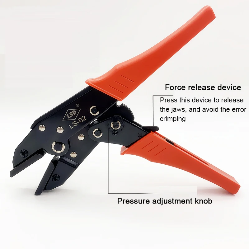 Плоские челюсти альпинистские неизолированные напольные нагревательные электрические пленочные соединители обжимные плоскогубцы LS-02 Храповые обжимные инструменты