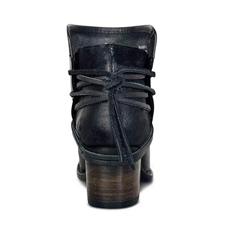 Adputent/женские ботинки; зимние ботинки из искусственной кожи на шнуровке; женские повседневные ботильоны на среднем каблуке с круглым носком; Mujer