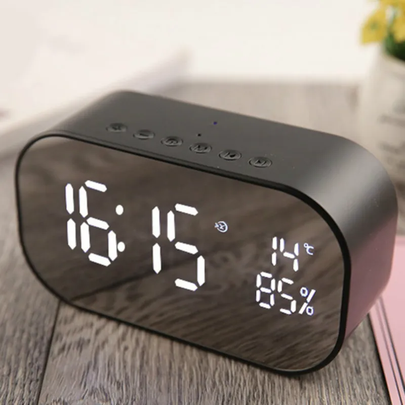 Bluetooth динамик поддержка температуры ЖК-дисплей Электронные будильники FM Радио беспроводной стерео сабвуфер музыкальный плеер часы