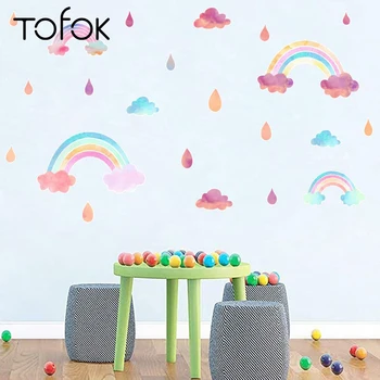 

Tofok DIY Watercolor Rainbow Wall Sticker Children Room Colorful Mural Decals PVC Eco-friendly Home Nursery Dorm Decoration