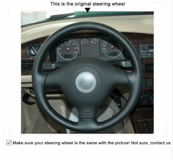 Черный кожаный чехол на руль для Volkswagen Golf 4 1998-2004 Passat B5 1996-2005 сиденье для Polo Leon Skoda Fabia
