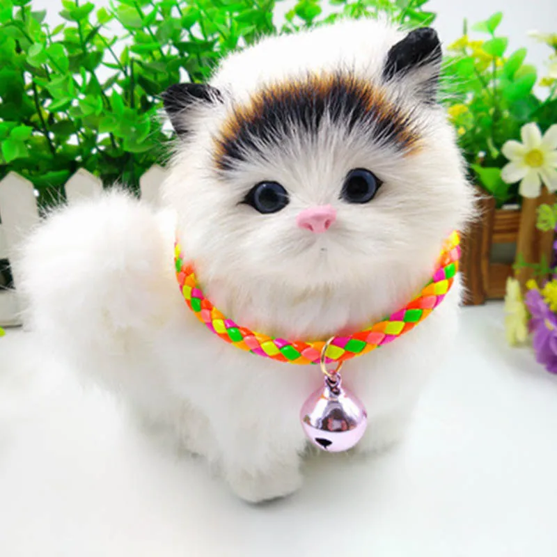 rainbow PU ремешок с колокольчиком ожерелье ошейник ювелирные изделия для домашних животных собачий кошачий ошейник выдвижной аксессуар регулируемый ручной работы - Цвет: rainbow