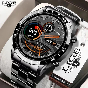 LIGE 2022 New Bluetooth Call Smart Watch Men Sport Fitness Tracker Watches Waterproof Custom Dial For Android iOS Men Smartwatch 1