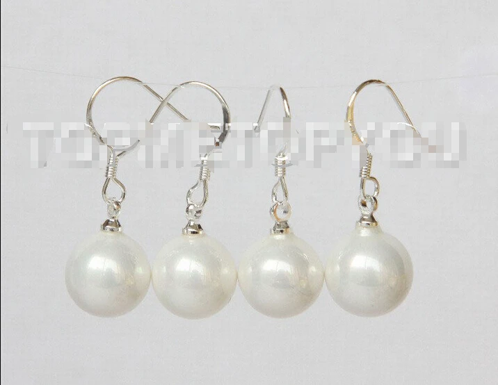 uil0pxdg Free shipping Dangle 2 PCS 10mm white south sea shell pearls Earrings 479 | Украшения и аксессуары