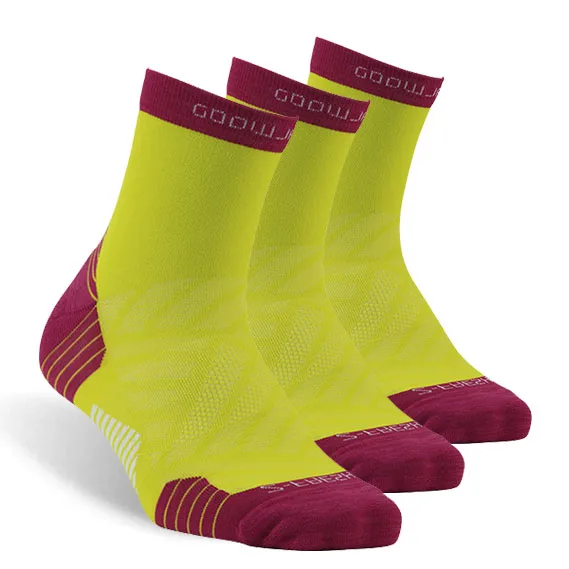 Беговые носки, ZEALWOOD Мужские Женские антиблистерные носки для велоспорта Спортивная Антибактериальная влага впитывающие носки, 1/3 пар - Цвет: 3 pair yellow pink