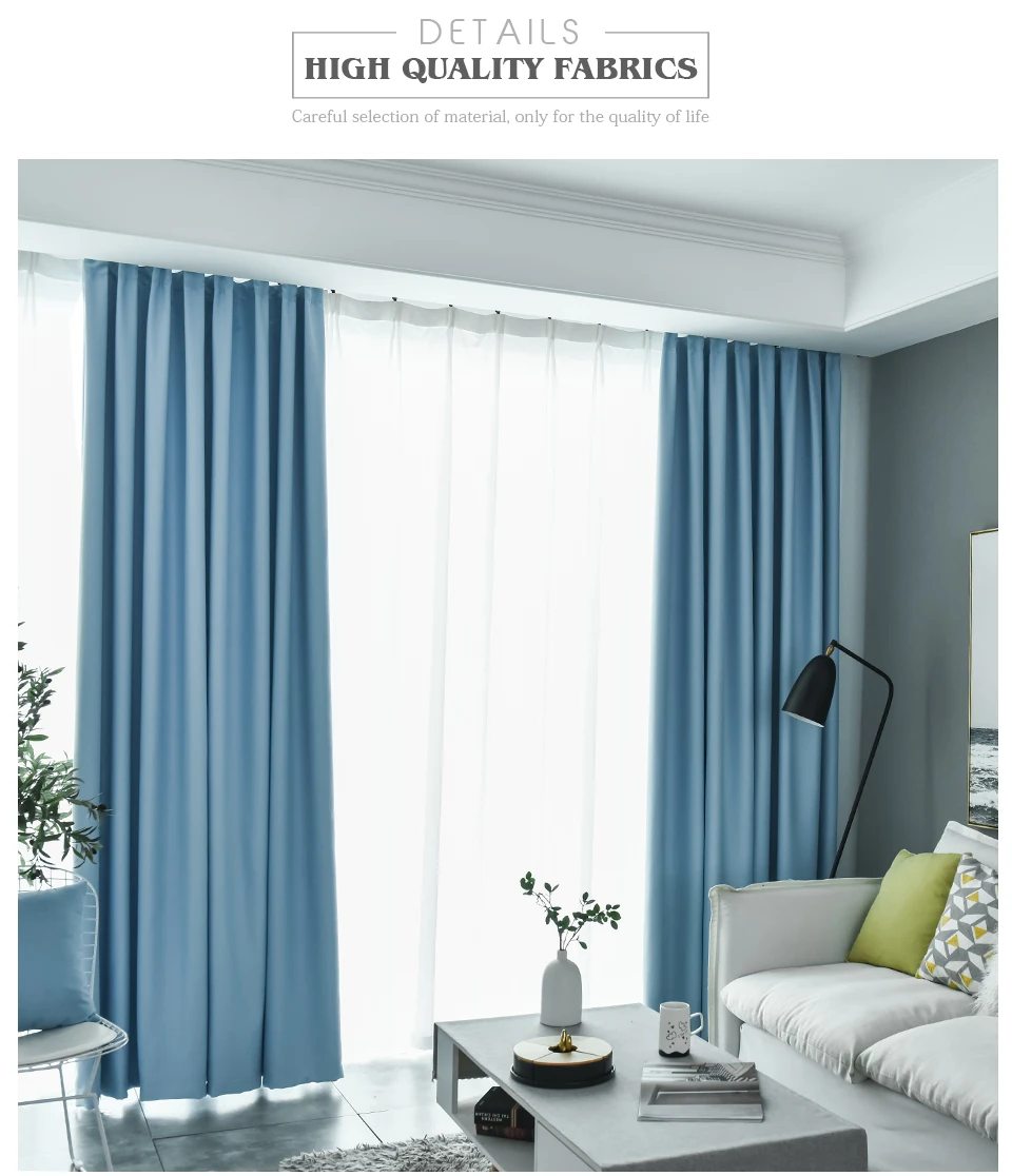 Cortinas corta luz azul céu, cortinas modernas