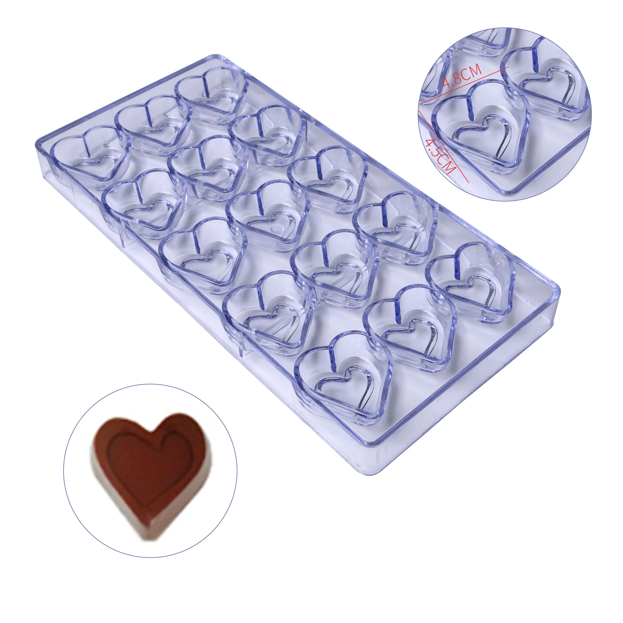 

Free Shipping Plastic 15 Cavities Heart Shaped Chocolate Mold DIY Form Cooking Mould CC0001