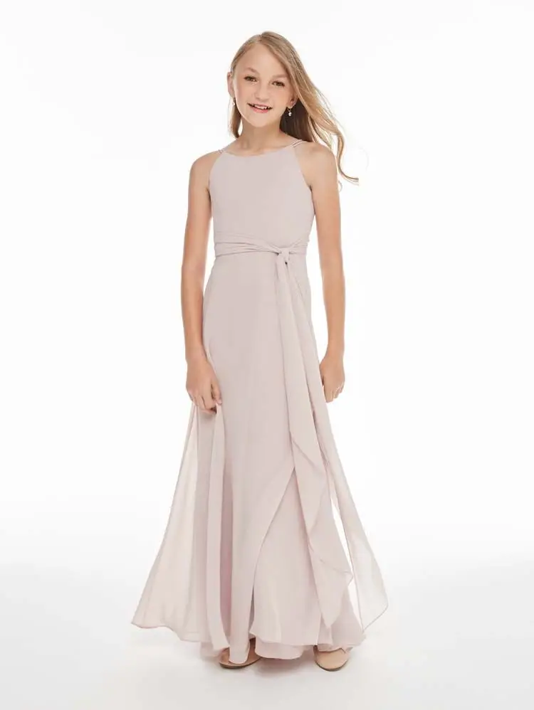 

Cheap Junior Bridesmaid Dresses Under 50 A-line Halter Floor Length Chiffon Long Wedding Party Dresses