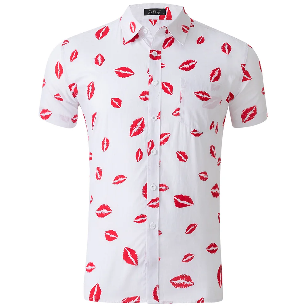 GD025-5 Летняя рубашка мужская, с коротким рукавом Цветочный принт Camisa Masculina отложной воротник мужские рубашки уличная гавайская рубашка Blusa человек - Цвет: GD025-5