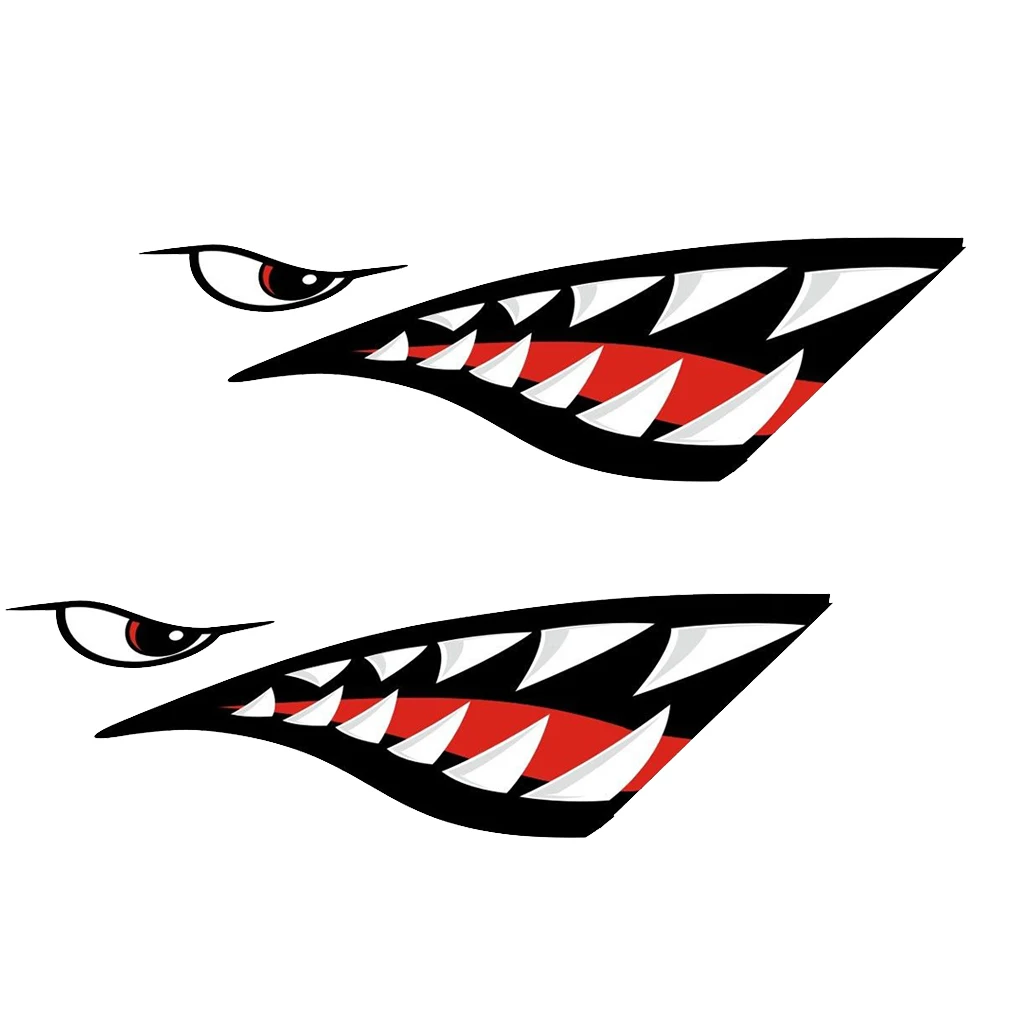 2pcs Shark+ 2x River Monster Mouth Stickers Waterproof Kayak Boat Car Decals