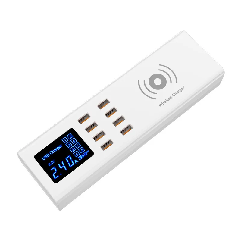 

8 Ports wireless fast charger quick charge station led display mobile phone usb charger for iphone series xiaomi MP3 MP4 cameras
