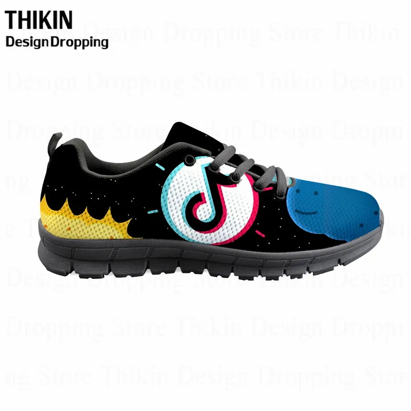 

THIKIN Mesh Surface Non-Slip Zapatos De Mujer Cool Halloween Skull Printing Students Girl Casual Sneakers Ladies Flat Shoes
