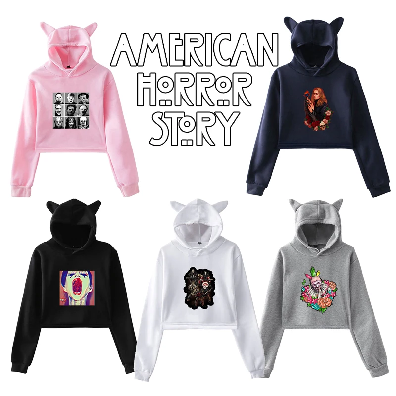 

Ladies Cat Ear Hoody American Horror Story Pattern Fashion Sweatshirt Hoodies Autumn And Winter New Multicolor Comfort Pullover