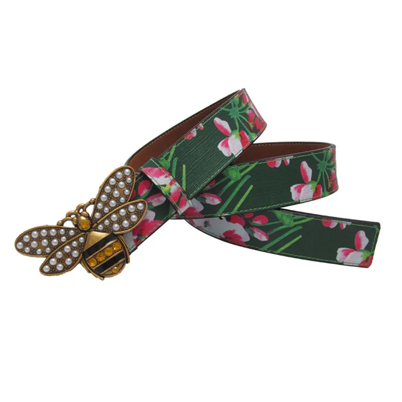 High Quality G Belts Bee Buckle Women Genuine Leather Waist Belts Cowhide Luxury Girdle Strap for Jeans Pants - Цвет: 3
