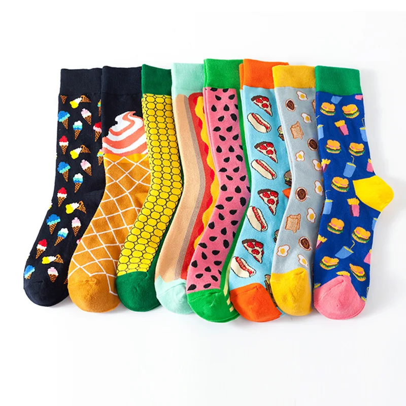 

YGYEEG Fashion Unisex Cartoon New Colorful Men's Knit Socks Cotton Soft Wear Warm Women Funny Comfortable Autumn Middle Tube